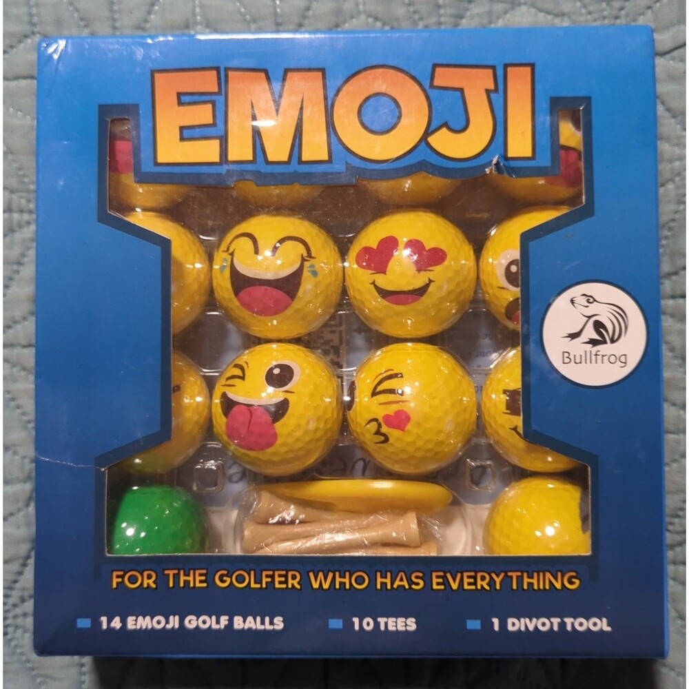 Bullfrog EMOJI Golf Balls New In Package Set Of 14-10 Tees Makes A Great Gift